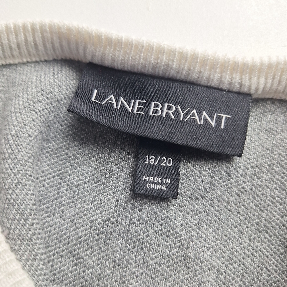 Lane Bryant Grey and White Striped Womens Sweater Dress Mid Sleeve Size 18/20 - Picture 15 of 15